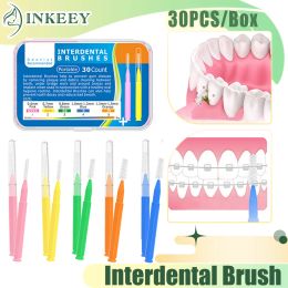 30Pcs/Box Interdental Brush Dental Floss Toothpick Interdental Toothbrush Orthodontic Dental Teeth Brush Clean Oral Care Tool