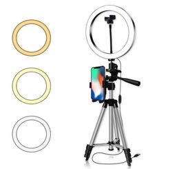 162026CM Pography Dimmable LED Selfie Ring Light Youtube Video Live 5500k Po Studio Light With Phone Holder USB Plug6261056