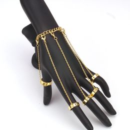 European and American fashion and punk style creative finger connected bracelet ring detachable trendy and cool jewelry