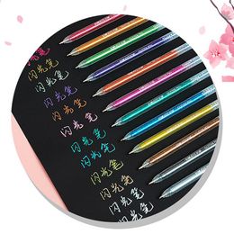 1 Set Glitter Pen Shine Colourful Gel Pens Smooth Writing Highlighter Marker Pen for Art Drawing Crafts Art Pens for Writing