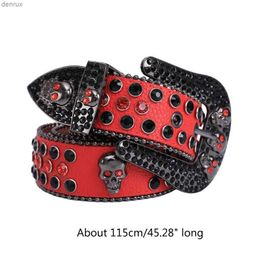 Belts M2EA Adult Waist Belt with Skull Buckle Luxury Gothic Waist Belt Fashion Belts Full Buckle Wide BeltL240409