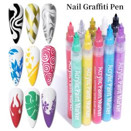 1/4pcs Nail Art Graffiti Pen Waterproof Drawing Painting Liner Brush DIY Flower Abstract Lines Details Nail Art Beauty Nail Tool