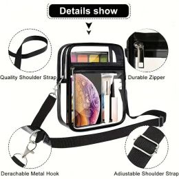 Clear Crossbody Bag, Stadium Approved Clear Bag For Concerts,Sporting Event For Women And Men Pvc Bag
