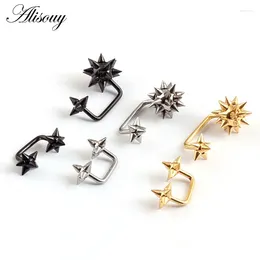 Dangle Earrings 2pcs Stainless Steel Double Spike Ball Vertebral Rivets Punk Ear Screw Men Women