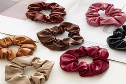 Fashion PU Leather Scrunchies Solid Colour Rubber bands For Women Girls Korean Elastic Ponytail Hold Hair Accessories9707308