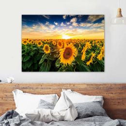 Landscape Sunflower Sunlight Canvas Painting Nature Sunrise Posters and Prints Wall Art Pictures Living Room Home Decor No Frame