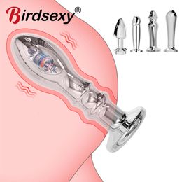 Stainless Steel Anal Vibrators For Men Prostate Masturbator Erotic Massager for G spot Stimulator Dildo Butt Plug Toys