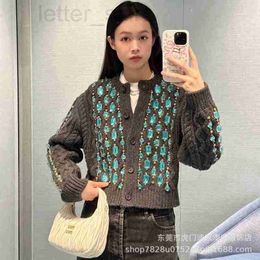 Women's Knits & Tees Designer Womens Handsewn Diamond High Set Series Heavy Industry Twisted Fleece Cardigan Coat Academy Style Z52W