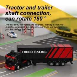 Newest Turbo Racing C50 1:76 Full Proportional 4WD RC Semi-truck Tractor Trailer & P81 2.4Ghz 10Ch Control For New Year's Gift