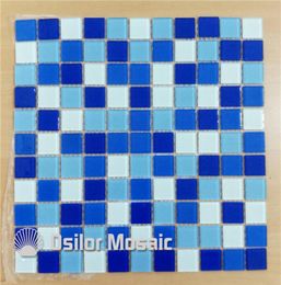 mixed blue and white crystal and glass mosaic tile for bathroom and kitchen swimming pool wall tile 25x25mm 4 square meters per lo4451111