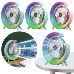 Small Cooling Fan 3 Speeds With Colorful Light Portable Table Quiet Desktop For Home Office Bedroom Dorm Summer Gift
