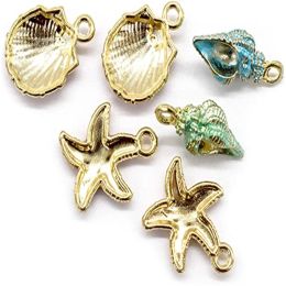 10pcs Sea Shell Seashell Starfish Charms Pendants For DIY Crafting Anklet Bracelet Jewelry Making Accessories Supplies Handmade