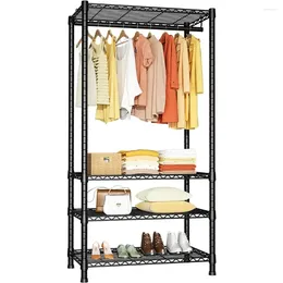 Hangers Heavy Duty Clothes Rack Freestanding 4 Tiers Garment For Hanging With Shelves And Metal Closet Wardrobe
