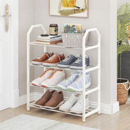 Simple Shoe Rack 4-Layer Assembled Shoe Rack Living Room Space Saving Shoes Organizer Trapezoidal Stand Holder Storage Cabinet