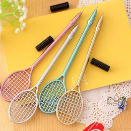 40 PCS Creative Tennis Racket Metal Colour Gel Pen Black 0.5mm Student Neutral Pen Wholesale Student Stationery Factory 240401