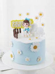 Forest Style Little Daisy Cute Girl Happy Birthday Cake Toppers Cake Decorating Party Decorations For Baking Lovely Gifts