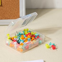 Deli 23mm Colored Push Pins Plastic Cork Board Standard Pin Thumb Tack Bookmark For Office Supplies School Accessories 1box