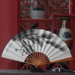 Decorative Figurines Chinese Landscape Calligraphy And Painting Folding Fan Convenient Opening Closing Portable Men's Hand Crank