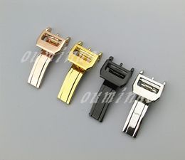 18mm NEW High Quality Stainless steel Watch Bands strap Silver Black Gold Rose gold Buckle Deployment Clasp FOR IWC Watch Bands2600584