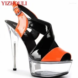 Dance Shoes Ladies Fashion Party Colour Block 15cm Summer Platform 6in High Heel Yellow Multi Colour