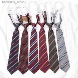 Neck Ties JK Tie Female Lazy No Knot Coffee Brown Student School Style Versatile DK Shirt Male Necktie AccessoriesQ