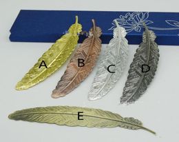 Real Image Wedding Mini Metal Gold Sliver Feather BookMarks 5 Style Wedding Supplies Book Marks Wedding Guest Gifts Support Mix Pl2719411