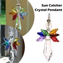 Natural Rainbow Angel Crystal Beads Suncatcher Pendants Quartz Crystal Stone Point Healing Hexagonal Wand Treatment Stone