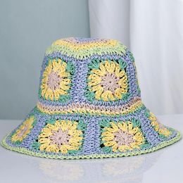 Womens Straw Hats crochet hat Panamas UV Protection Sun Visor Beach Women Visors Foldable Female Summer hat240409