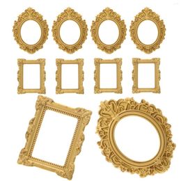 Frames 12 Pcs Po Frame Decoration Mini Props Vintage Gold Picture For Houses Resin Oval Compact Home Background