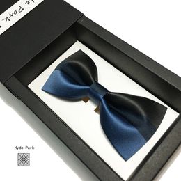 Handmade wedding Groom man high quality dark blue brown cravat tie business office bow tie240409