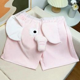 Men's Sleepwear Pyjama Shorts Cartoon Lovely Elephant Fuzzy Summer Lounge Sleep S Pants Elastic Waist Men Home Wear