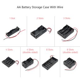 1 2 3 4 Slots AA Size Power Battery Storage Case Box Holder With Lead Cables ABS Plastic AA Battery Storage Box For AA Batteries
