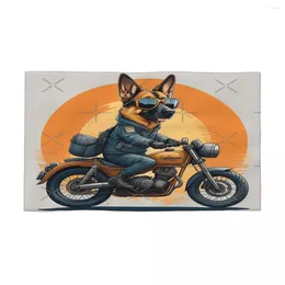 Towel Cartoon German Shepherd Dog Riding Motorcycle 40x70cm Face Wash Cloth Brightly Printed Suitable For Travelling Party