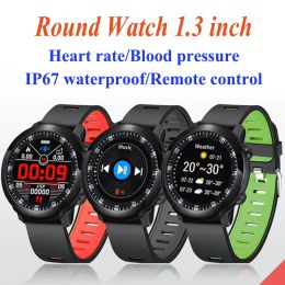 Watches Round watch 1.3 inch smart watch sport bracelet blood pressure monitor smart band waterproof smartwatch men women 2019 pk l5 g01