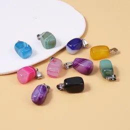 Pendant Necklaces 10Pcs Natural Stone Polished Tiny Mix Color Agates Charms For Jewelry Making DIY Necklace Earrings Accessories