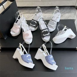 Donne Summer Piattaforma aperta Piattaforma di punta Sandals Sandali intrecciati intrecciati tacco grossolanato