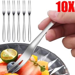 Forks 1/10Pcs Stainless Steel Fruit Fork Mini Cake Dessert Candlelight Western Home Kitchen Cutlery Accessories