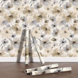 Wallpapers Large Flower Self Adhesive PVC Wallpaper Sticker Home Decoration Removable Scratch Resistant Yellow 3d Floral Mural