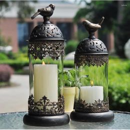 Candle Holders Iron Glass Candlestick Centrepiece Dining Table Party Living Room Black Decoracion Hogar Decoration Accessories