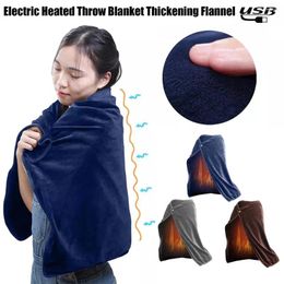 Blankets USB Electric Heating Blanket Heated Warm Shawl 3 Gear Up Flannel Winter Throw Adjust Heats Cape Pad Quickly Q2H6