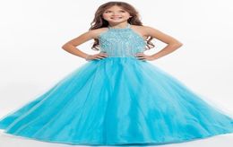 RACHEL ALLAN Girl Pageant Dresses Sky Red Girls Formal Dress A Line Halter Neck Sleeveless Aqua Red Floor Length Formal Wear HY1129367673