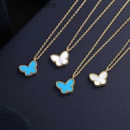 Top Luxury Fine Women Designer Necklace Butterfly Collar Chain Temperament Rose Gold Fourleaf clover Necklace Female Small Designer High Quality Choker Necklace