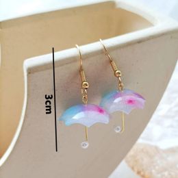 New Umbrella Shape Drop Earrings for Women Girls Rainbow Umbrella Dangle Earrings Funny Pendant Jewellery Accessories