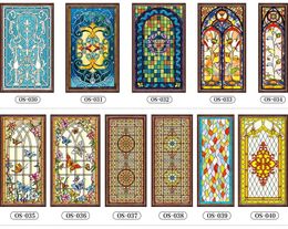 Window Stickers Custom Size Static Cling Frosted Stained Glass Film Church Foil Door PVC Self-adhesive 60x150cm