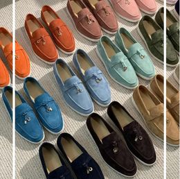 Designer Shoes LP Walk Charms Embellished Casual Shoes Men Women Suede Loafers Couple Shoes Genuine Leather Flat For Men Women Factory direct sale jhtye gewech
