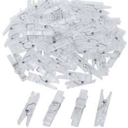 50Pcs Portable Photo Clips Plastic Mini Spring Clear Clothes Pegs For Photo Paper Craft Clips Clothespin Party Home Decoration