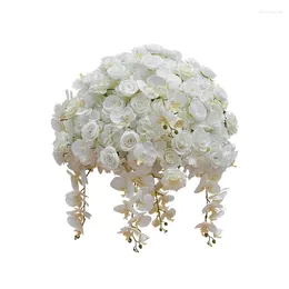 Decorative Flowers 60/50cm Wedding Table Centrepiece Ball White Rose Orchid Hydrangea Flower Arrangement Party Road Lead Props Window