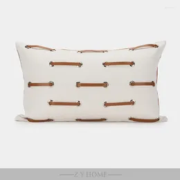 Pillow Excellect Design Cover 30x50cm Beige Yellow Leather Button Waist Home Decorative Sofa S Pillowcase