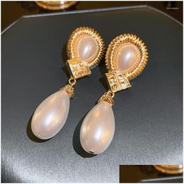 Dangle Chandelier Earrings 2023 Korean Water Drop Pearl Pendant Elegant Fashion Simple Metal Womens Jewelry Delivery Dhtsk