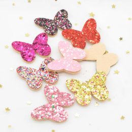 20Pcs 35*28mm Glitter Fabric Nonwoven Padded Patches Sequins Butterfly Appliques for Crafts DIY Hairpin Ornament Hat Decor